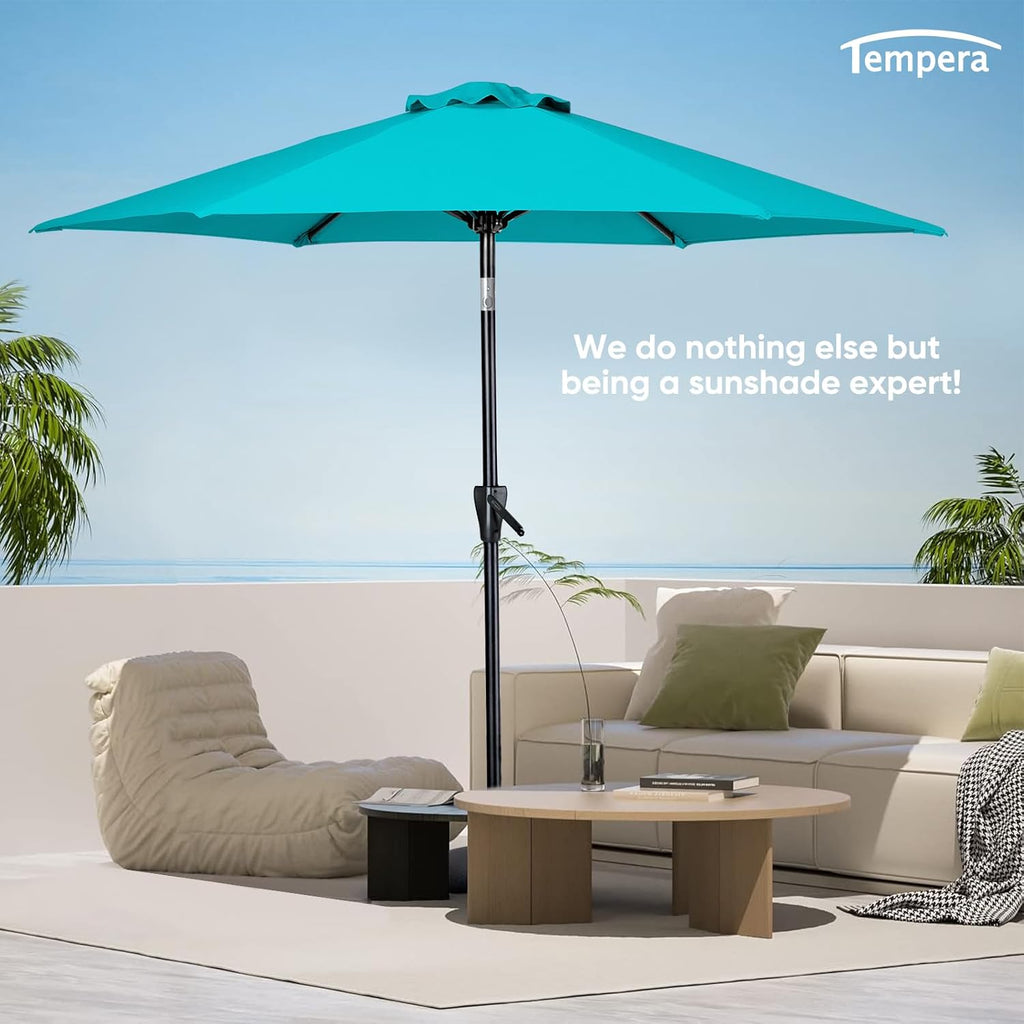 Patio Market Outdoor Table Umbrella with Push Button Tilt and Crank - Turquoise