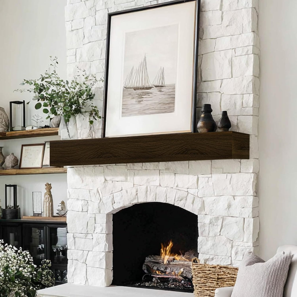 Handcrafted Wall-Mounted Floating Mantel Shelf Decoration Wood Fireplace Mantels Suitable for Living Rooms,Bedrooms