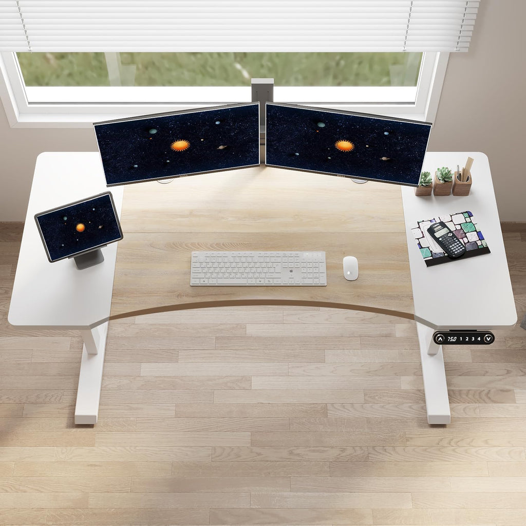 63 Inch Dual Motor Electric Standing Desk, Height Adjustable Sit Stand Desk with Memory Control and Spacious Desktop