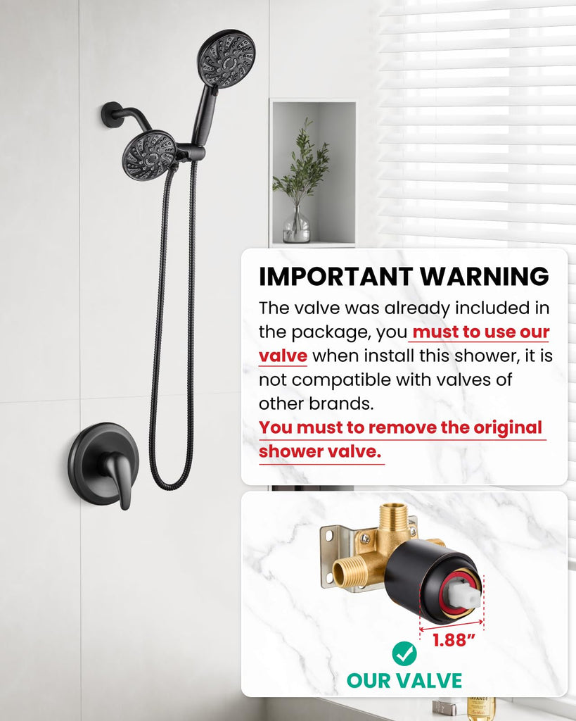 Dual Shower Head Kit with Valve 6 Mode Handheld Oil Rubbed Bronze