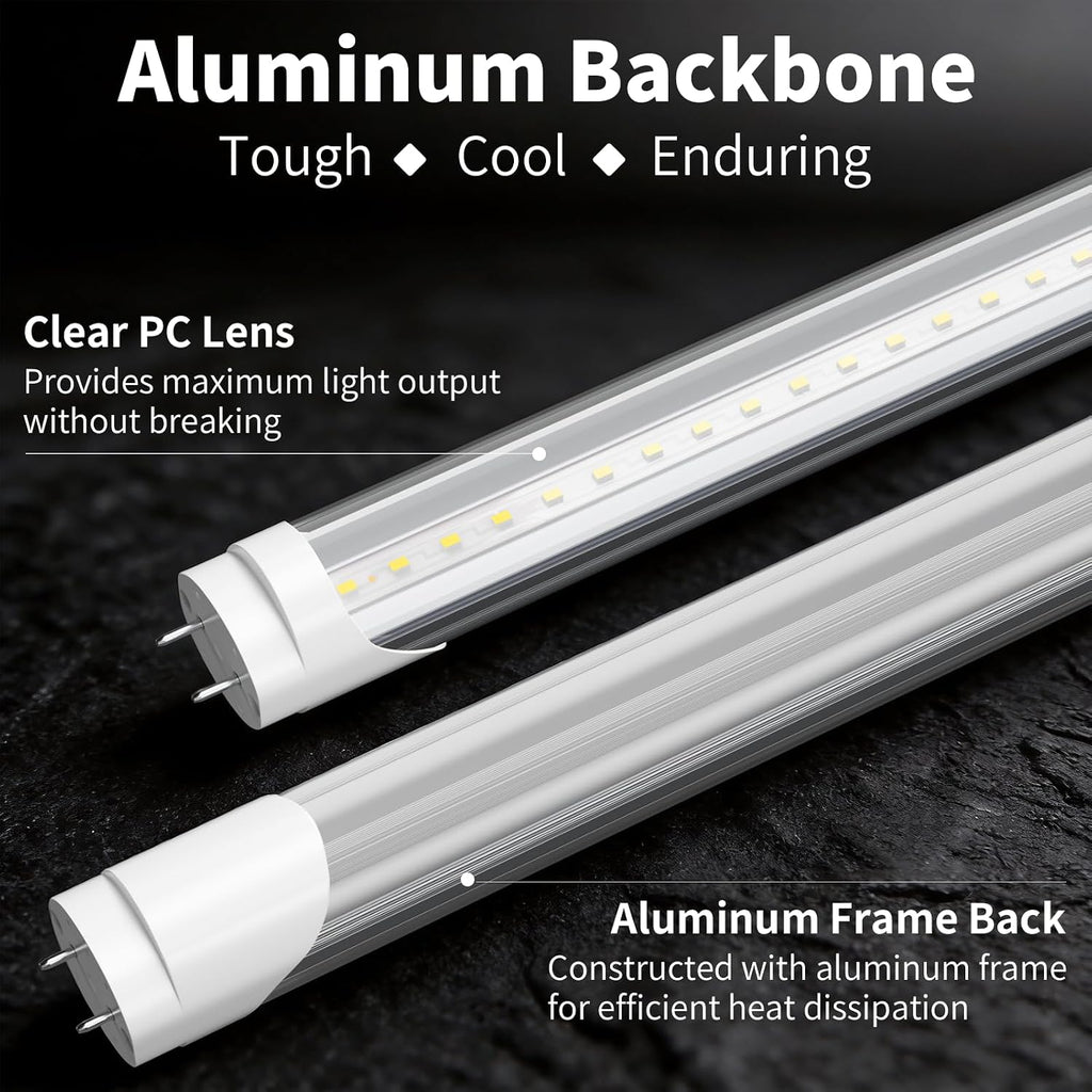 Fluorescent Light Bulbs Replacement 4FT, T8 LED Bulbs 4 Foot Type A+B, 24W (65W Equivalent) 3200LM, 5000K Daylight