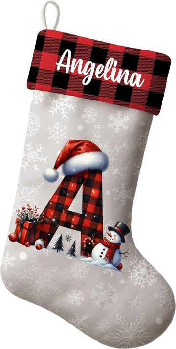 Personalized - Xmas Stockings for Family, Kids, Baby, Cat & Dogs - Add Name, Initial or Photo - Fireplace Christmas