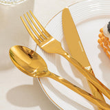 Gold Silverware Set, Luxury 40-Piece Flatware Set for 8, 18/10 Stainless Steel Cutlery Set with Diamond Cut Pattern