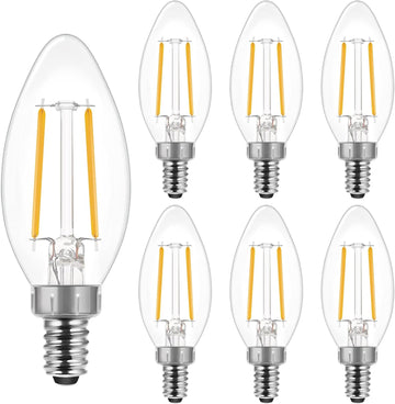 Energetic E12 B10 LED Classic Candelabra Clear Light Bulb, 40 Watt Equivalent, Soft White 2700K, Filament Clear