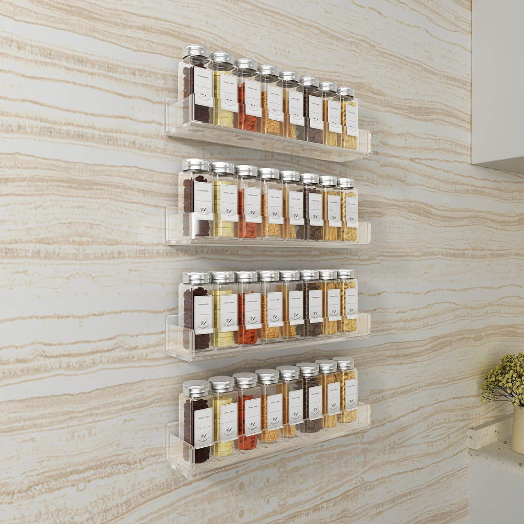 Acrylic Wall Mount Spice Rack, 4 Pack 15 Inch