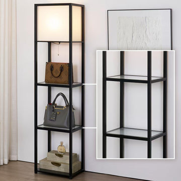 Floor Lamp with Shelves, Modern Standing Lamp with Tempered Glass Shelves, Large Display Shelf Lamp, Tall Lamp with