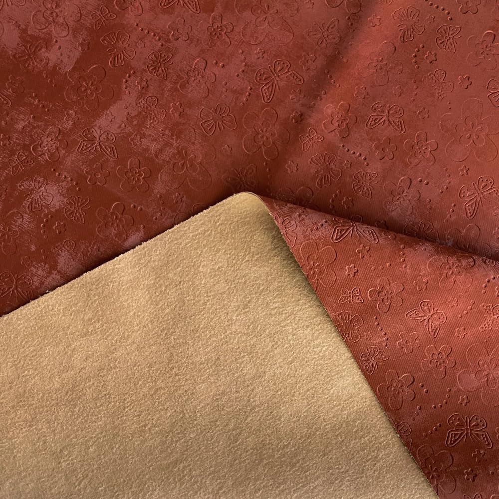 Soft Flower Faux Leather Fabric by The Yard, Embossed Velvet Touch Home Upholstery Fabric DIY Projects Accessories