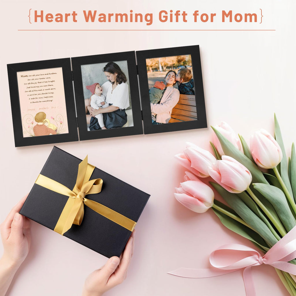 5x7 Triple Picture Frame Black- Real Glass, 1 Pack