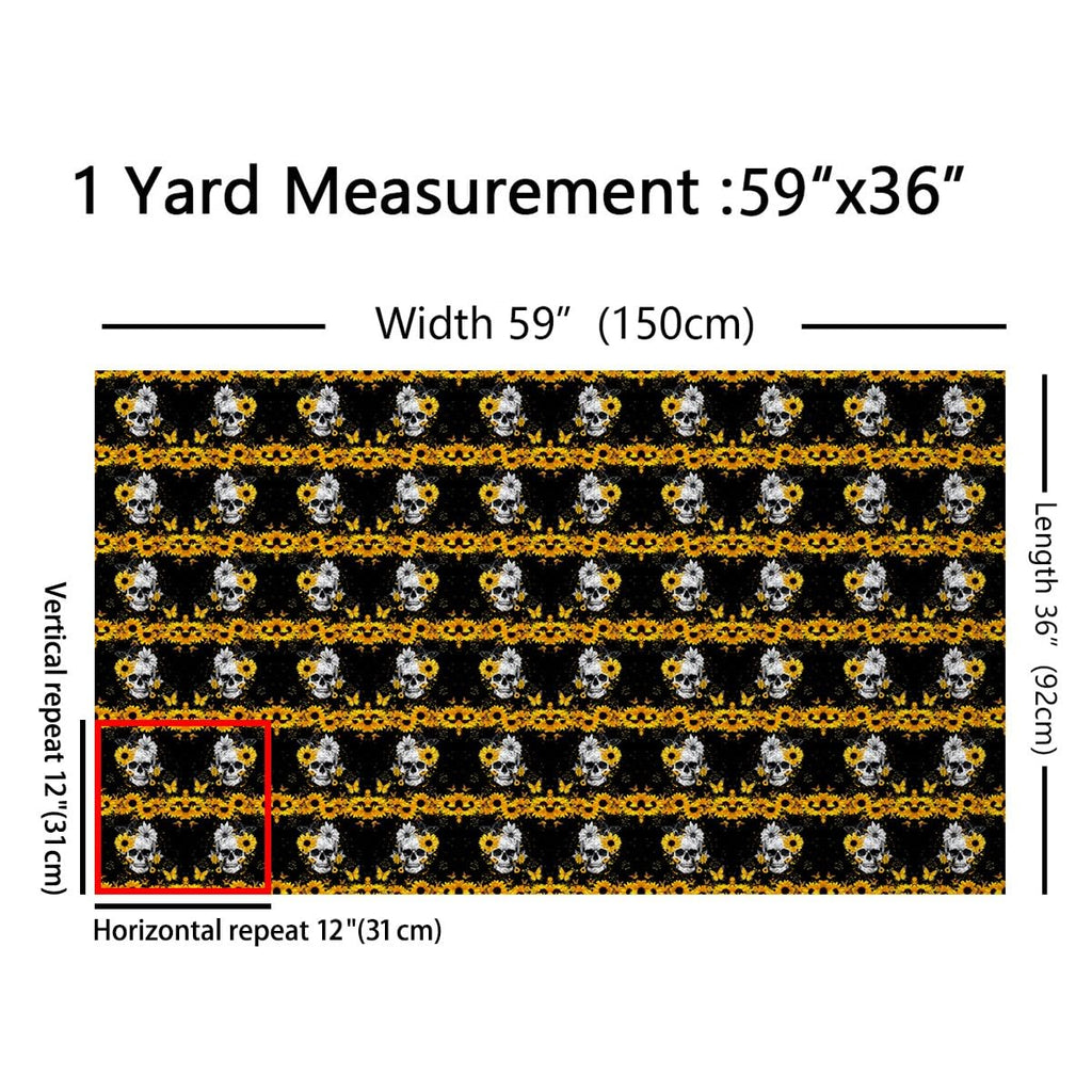 Butterfly Skull Fabric By The Yard Decorative Soft