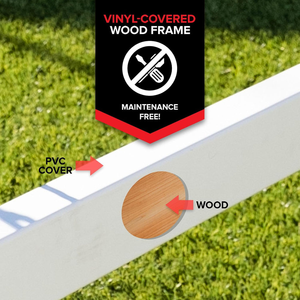 VWS-001 Aspen Vinyl Wood Swing Set: 3 Swings, Heavy Duty and Rust Resistant, 3 Year Warranty - Top Safety with
