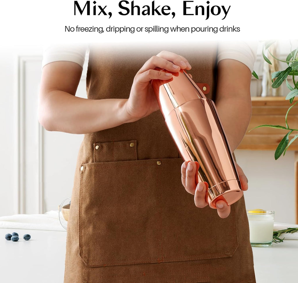 Boston Cocktail Shaker Set, 18 oz & 28 oz, Stainless Steel (Rosegold)