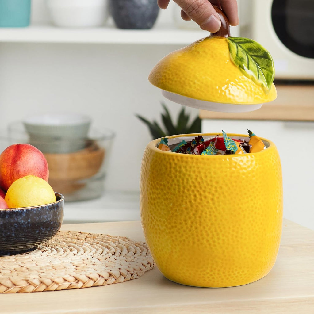 Lemon Cookie Jar Kitchen Canisters Decorative Cute Food Storage Container - Set of 2