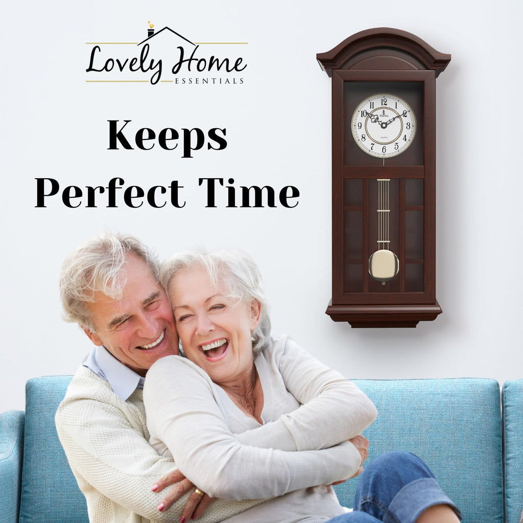 Pendulum Wall Clock, Hanging Wooden Grandfather Wall Clock, Quiet