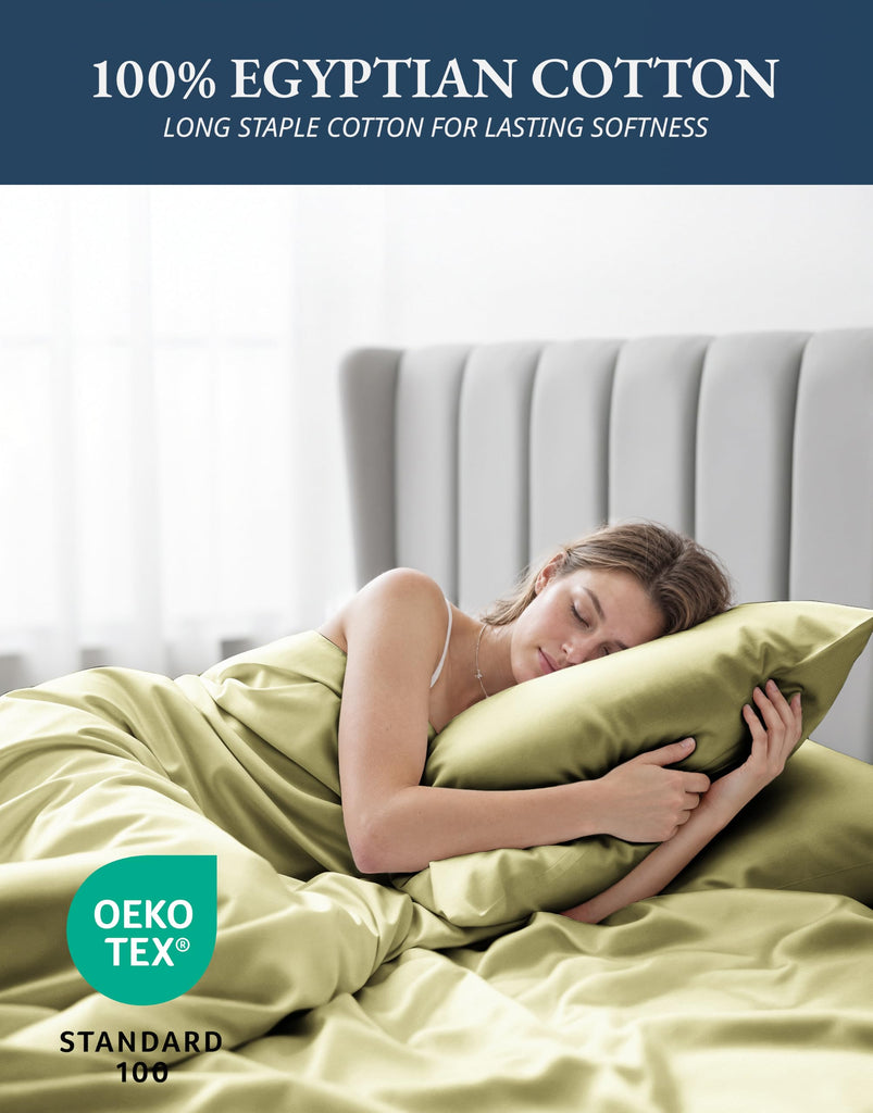 King Sheets Deep Pocket 100% Egyptian Cotton Sateen - Seafoam