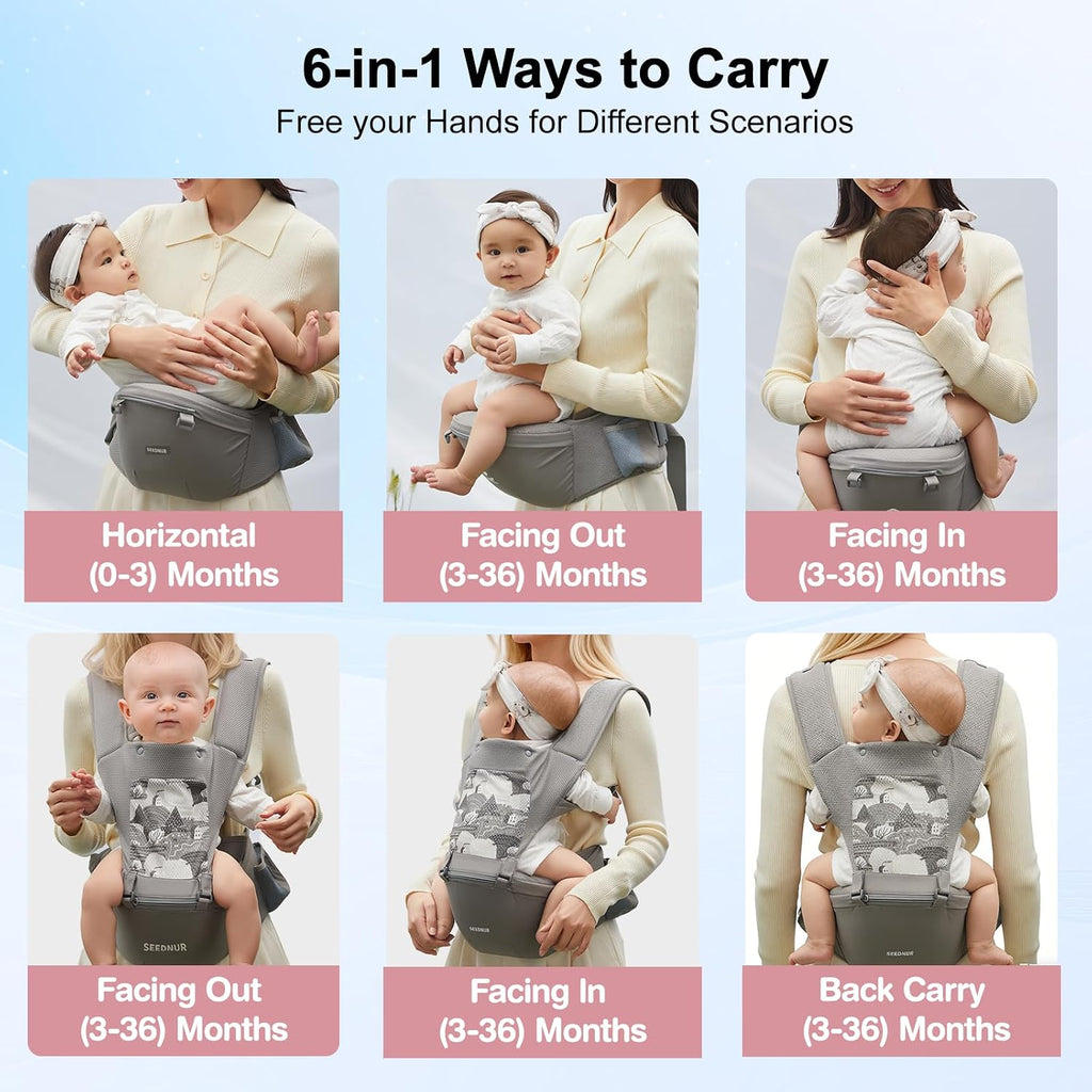 Carrier, in-1 Ergonomic Baby Carrier Newborn to Toddler, Safety-Certified Infant Toddler Carrier with Hip Seat