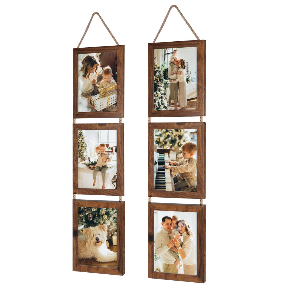 5x7 Collage Picture Frames, 6 Openings Hanging Photo Frame Set Display Vertical 5 by 7 inch Pictures for Wall Decor
