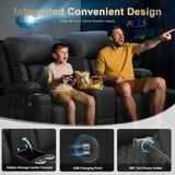 Loveseat Recliner Sofa, Home Theater Seating with Center Console