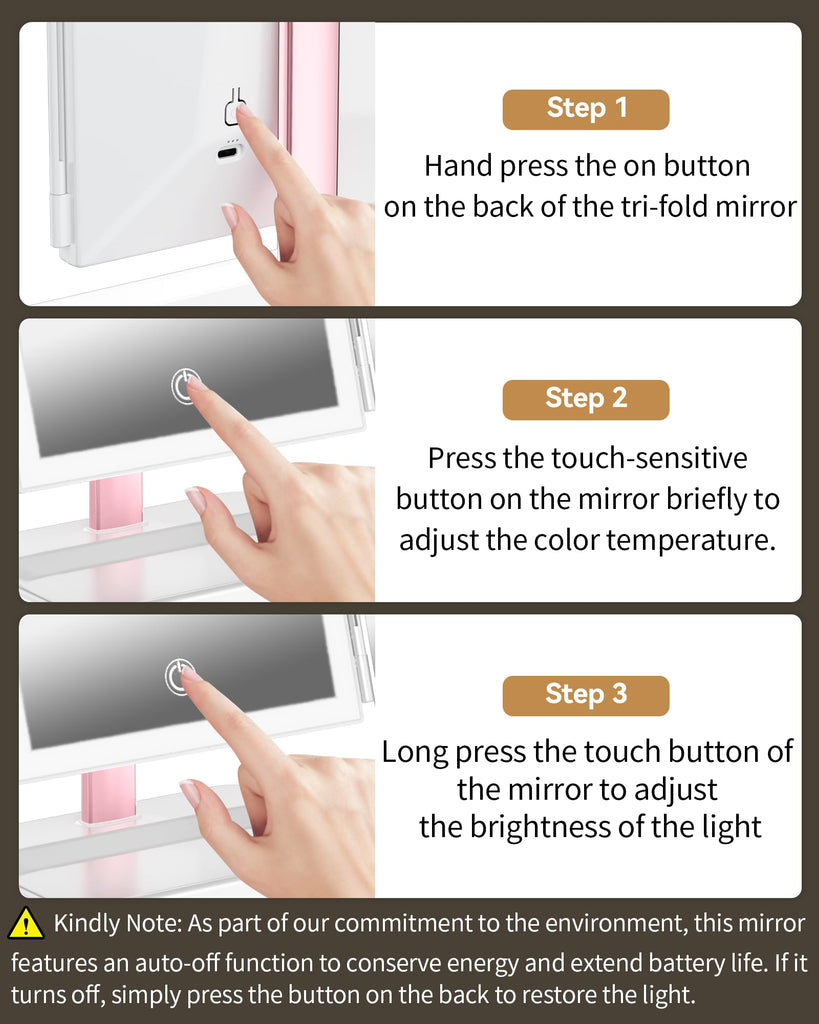 Makeup Mirror Vanity Mirror with Lights, 1X 2X 3X Magnification