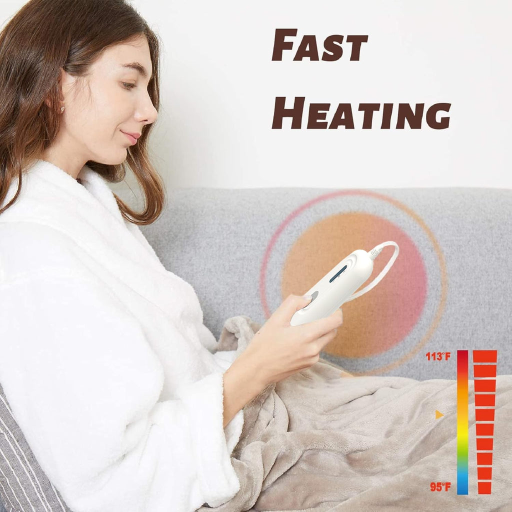 Heated Blanket Throw, Ultra Soft 2-Layer Flannel Electric Blanket