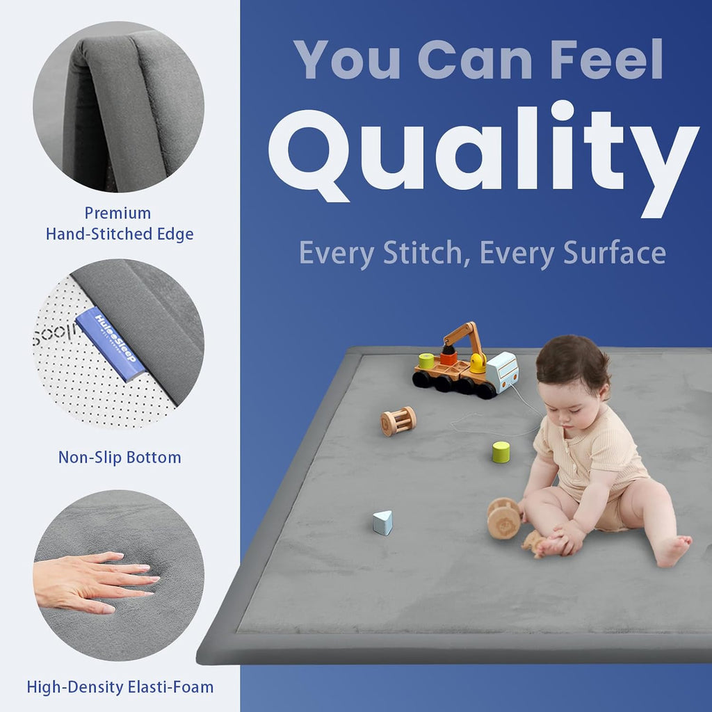Large 1.3" Thick Baby Play Mat for Floor, 79"×59"(Dark Gray)