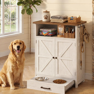 Dog Feeding Station with Storage, Dog Food Storage Cabinet