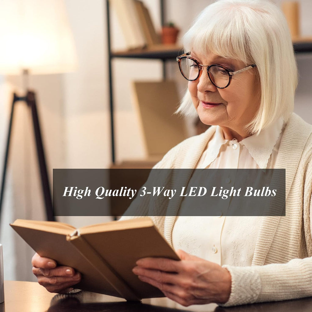 Warm White 3-Way LED Light Bulbs A21, 50-100-150W Equivalent, Low-Medium-High Setting, 3000K (Pack of 4)