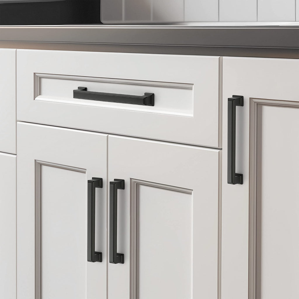 Matte Black Cabinet Pulls, 5 Inch (128mm), 10 Pack