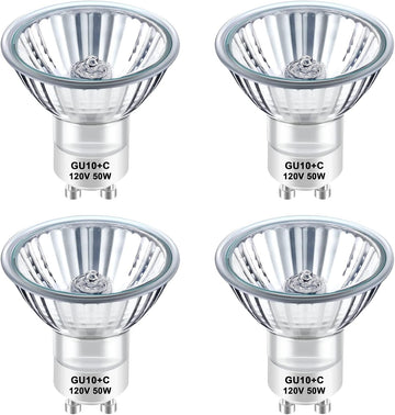 GU10 Halogen 50W Bulbs, Dimmable MR16 GU10+C 120V 50W for Track, Recessed, Accent Light, Range Hood Light Bulbs