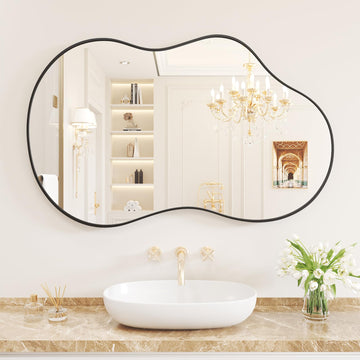 Black Irregular Wall Mirror 24X36 Inch