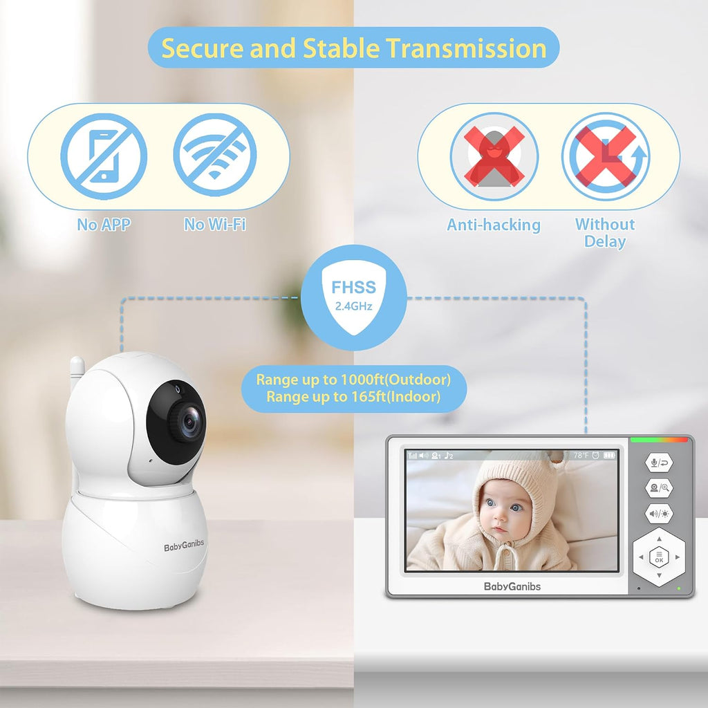 Monitor with 3 Cameras Standby for Hour Battery No WiFi
