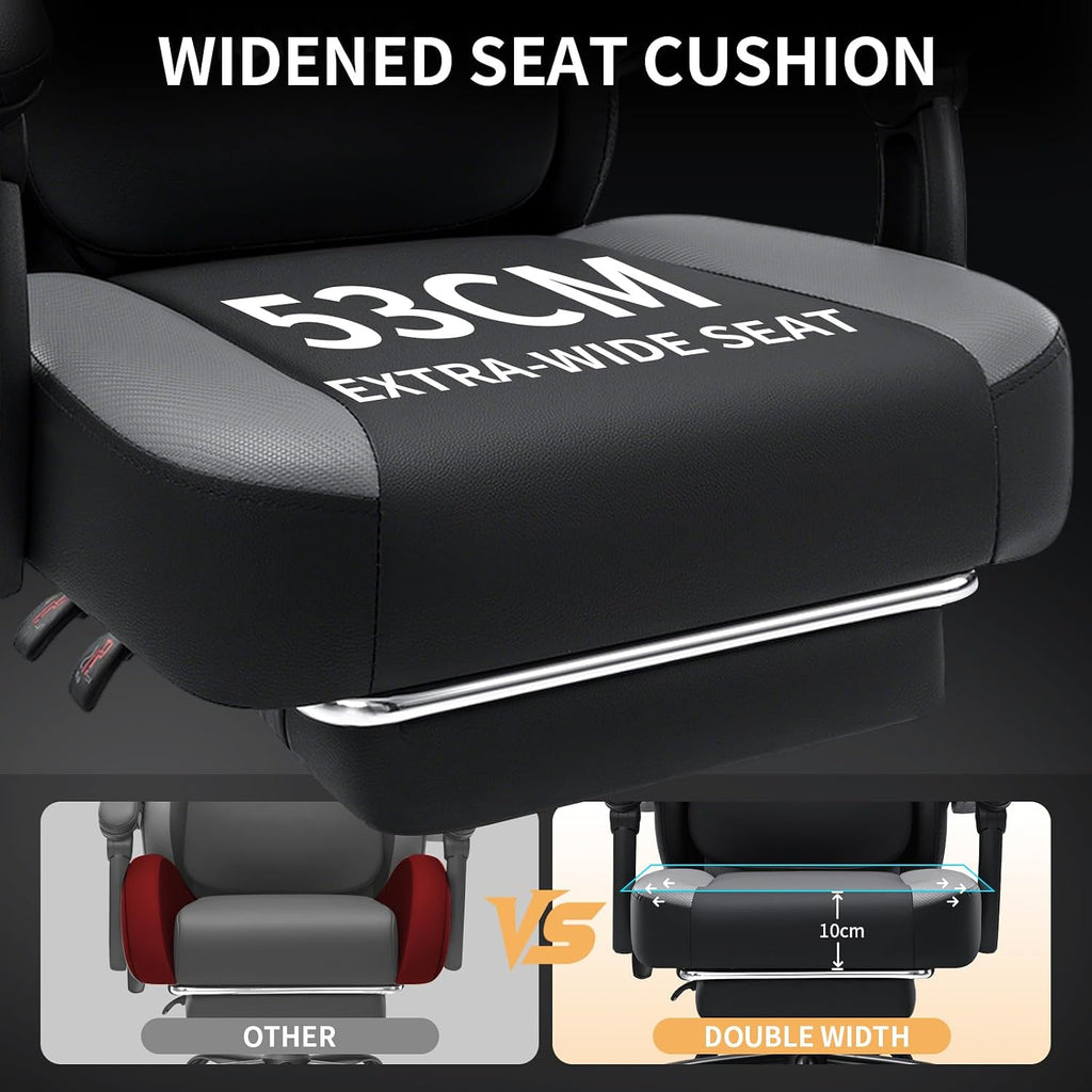 Gaming Chair with Shiatsu Kneading Massage Heated Computer Desk Chair Black | 155° Recliner with Footrest;Height
