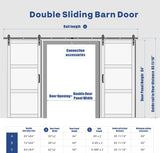 Double Sliding Barn Door,84in(Double 42”×84in Frosted 3 Panel Glass Barn Door,Water-Proof PVC Surfac