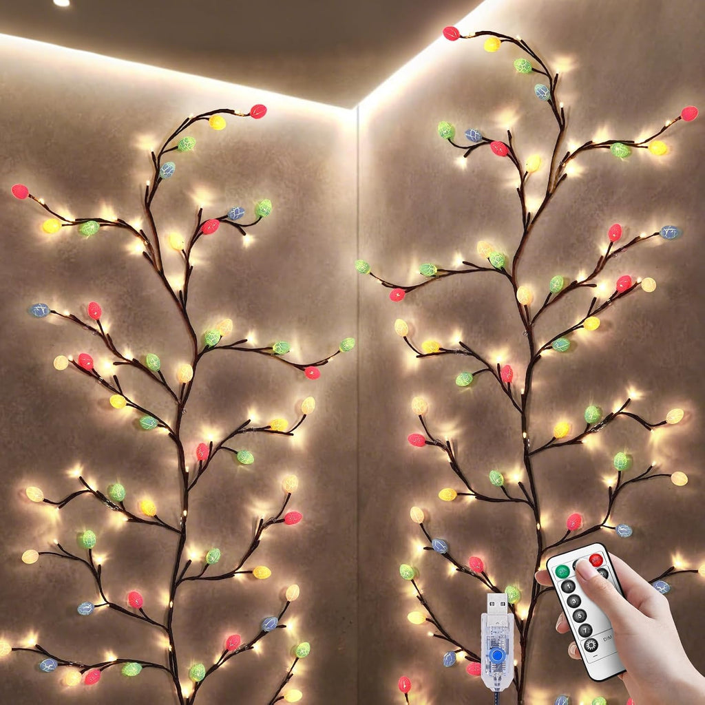 Easter Egg LED Tree Branch Lights for Wall,Easter Egg Willow Vine Twig Decor,USB Interface,with 48 LED Lights