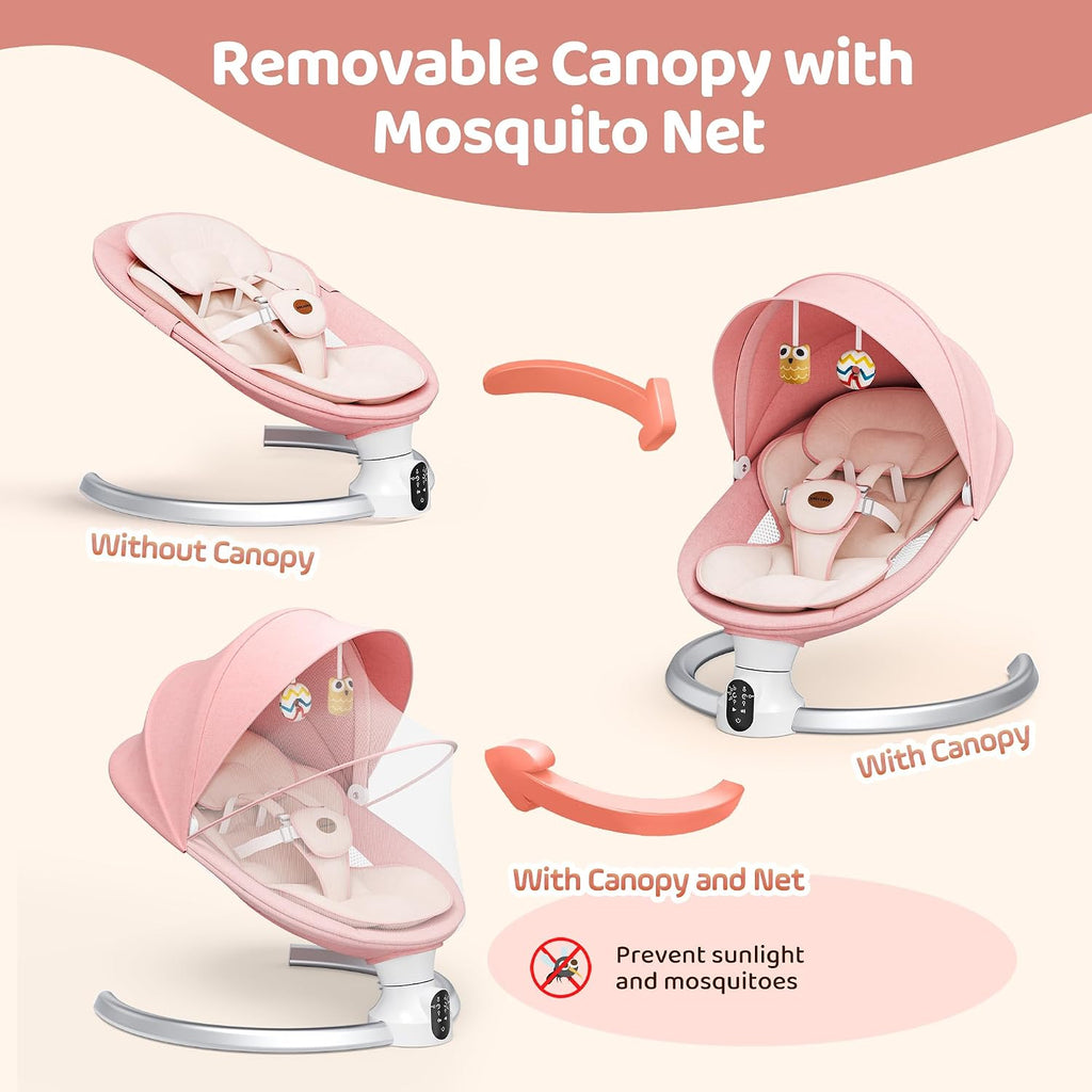Swing for Infants - Electric Baby Rocker with Exclusive App Function, Upgraded 5 Point Harness, Bluetooth Support, 10