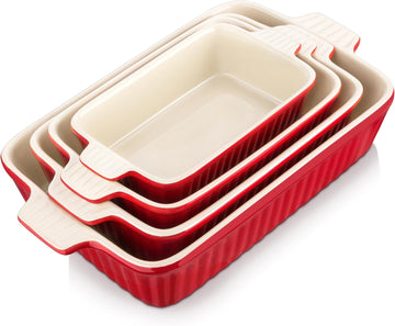 Bakeware Set of 4, Porcelain Pans Set for Oven, Casserole Dish, Ceramic Rectangular Dish Lasagna Pans for Cooking