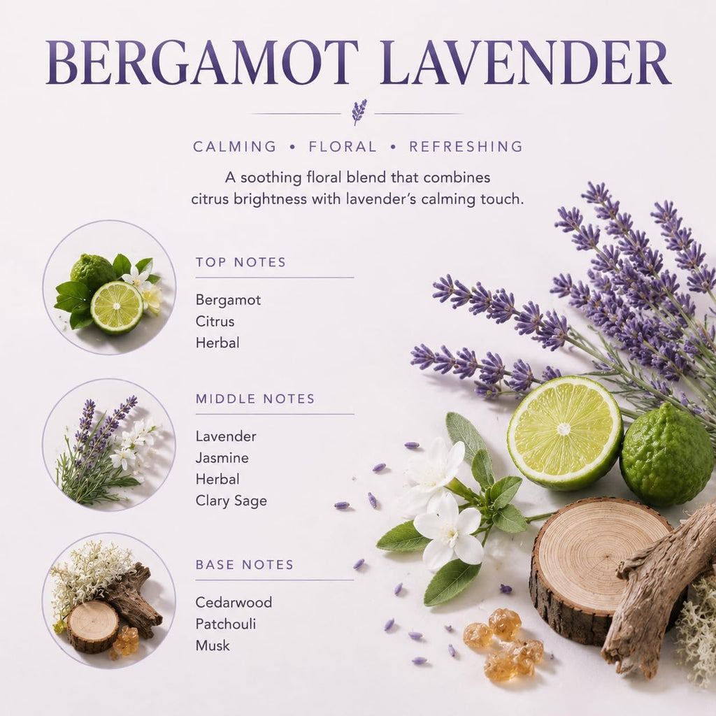 Reed Diffuser Set,3.38 fl oz (100 ml) - Bergamot Lavender Oil Diffusers with 8 Reed Sticks, Home Fragrance Reed