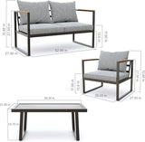 Courtyard Patio Furniture Set, 4-Piece Outdoor Patio Set with Sofa, Removable & Washable Deep Seating Cushion