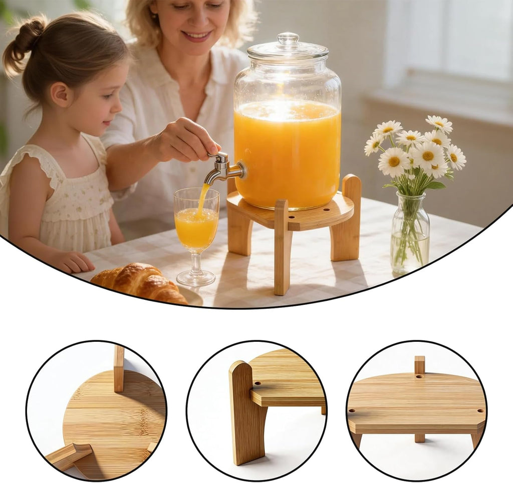 Beverage Dispenser,Water Dispenser and Beverage Dispenser - Bamboo Stand for Countertop, Perfect and Party Use
