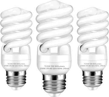 E26 Base 13W 2700K 900lm CFL Light Bulbs Warm White (3-Pack)