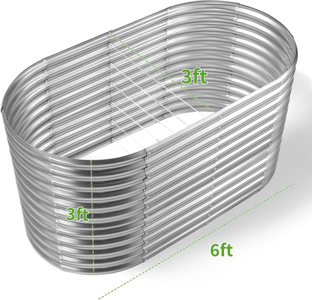 6x3x3ft Oval Galvanized Raised Garden Beds, Large-Capacity Metal Planter Box Outdoor, Durable Deep Raised Garden Bed