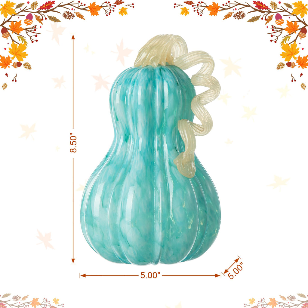 Fall Glass Pumpkin Decor Hand Blown Glass Pumpkin Table Top Home Decor for Fall Harvest & Thanksgiving Decorating