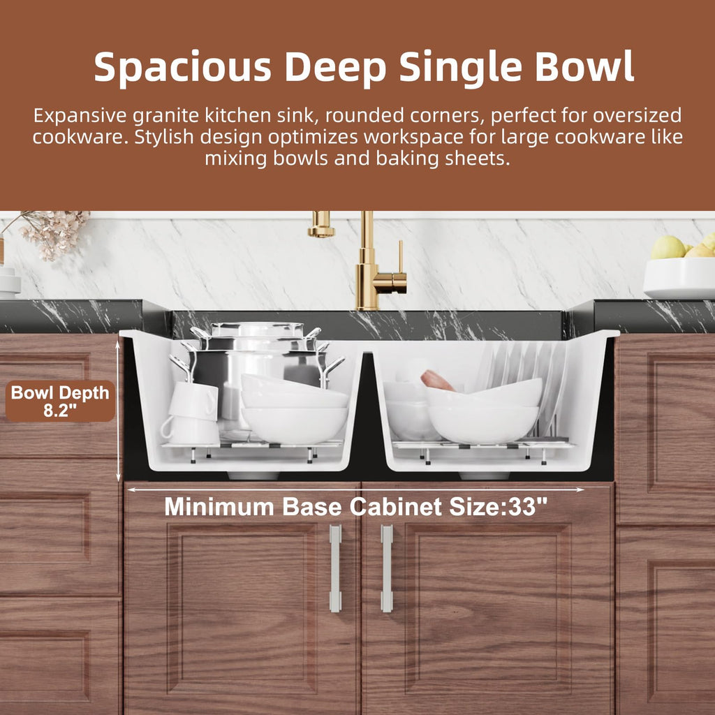 30 Inch White Double Bowl Undermount Kitchen Sink 50/50, 30 x 18 White Granite Composite Kitchen Sink, Deep Quartz