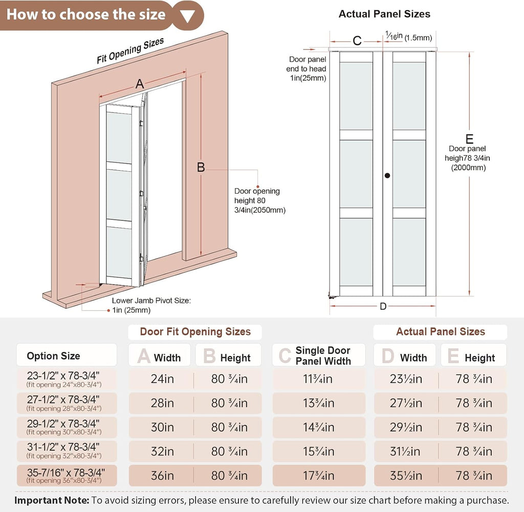 Preassembled Bi-Fold Doors, for 32"x 80" Opening,Tempered Frosted Glass Closet Folding Barn Door with Concealed