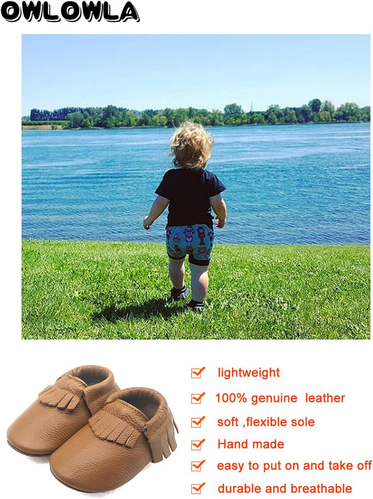 Baby Moccasins Soft Sole Leather Baby Shoes Infant Toddler Pre-Walker Shoes Baby Boy Girl