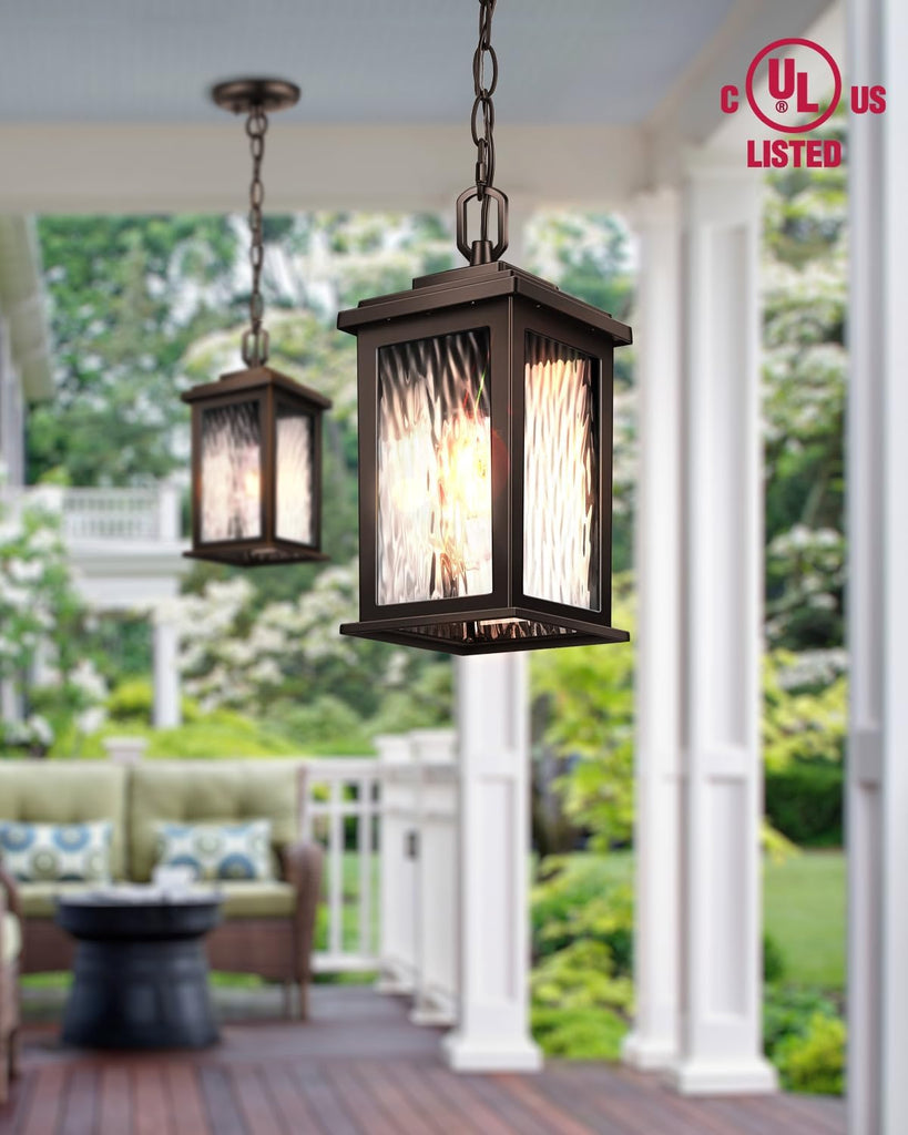 VIANlS Oil Rubbed Bronze Outdoor Pendant Light, 1 Pack Outdoor Chandelier for Porch
