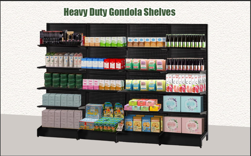 Pegboard Display Stand, Gondola Retail Shelving Wall Display for Convenient Grocery Office Supply or Liquor Stores
