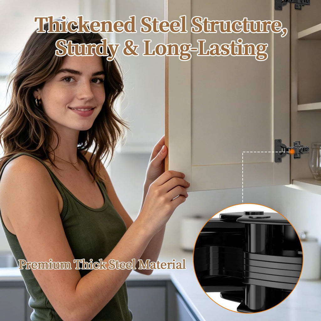 Soft Close Quiet European Concealed Hinges, Full Overlay Frameless Adjustable Hinges Cabinet Doors, Cupboard Hardware
