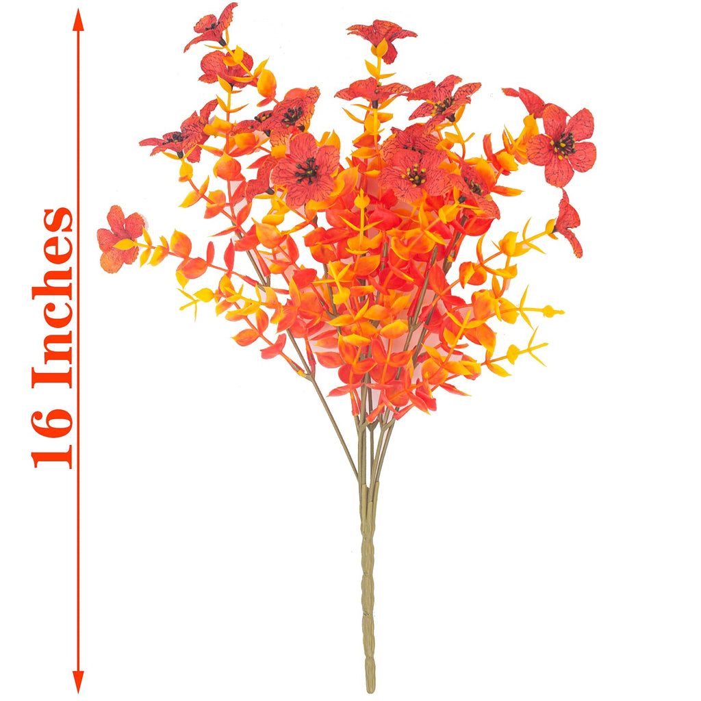 10 Bundles Artificial Fall Flowers Outdoor UV Resistant Fake Flowers No Fade Faux Plants Garden Porch Window Box
