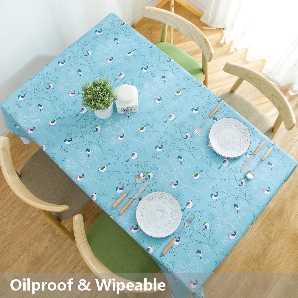 Heavy Duty Vinyl Tablecloth with Flannel Backing Plastic Tablecloths for Rectangle Tables Oilcloth Waterproof Outdoor