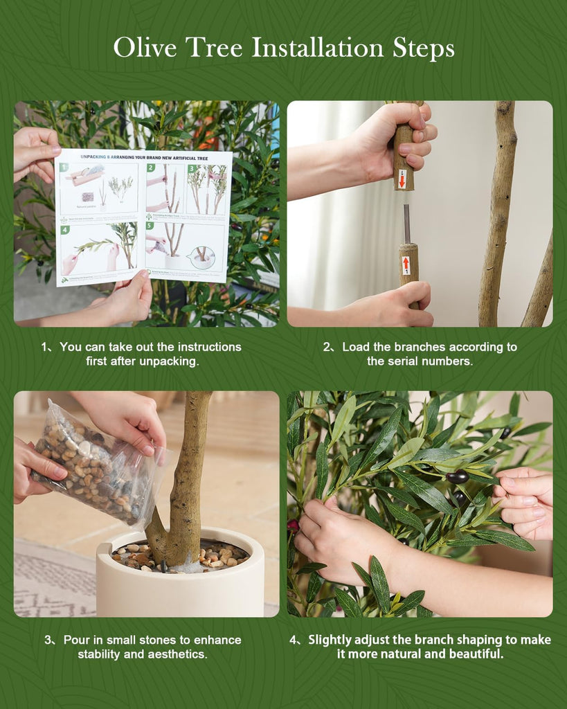 Olive Tree 6FT Fake Tree Faux Plants Indoor with Pot